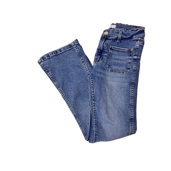 ZARA Kids Jeans Flare Boot Cut Solid Blue Jeans Size 11-12 Adjustable Waist - Picture 1 of 9